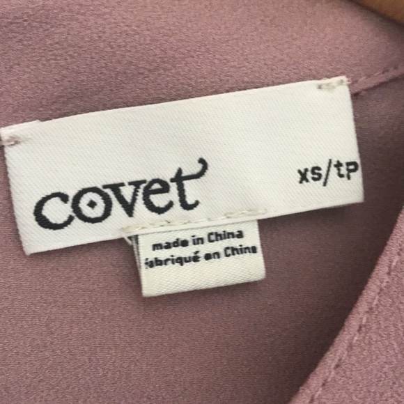 COVET mauve cold shoulder blouse with gold sequin accents size XS oversized - Picture 11 of 12